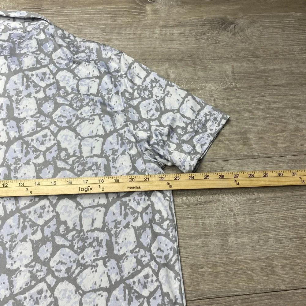 Adidas Shirt Harbour Town Golf Links‎ Mens XL Grey White Stone Print Polo GR3093